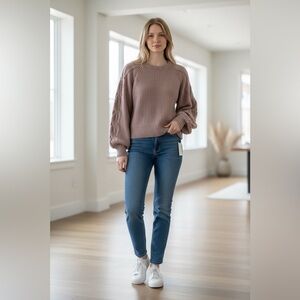 🌹 ASTR The Label Rose Balloon Sleeve Sweater • XL • NWT • MSRP $89 🌹